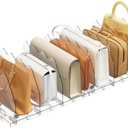 SPACEKEEPER Adjustable Shelf Divider for Closet, Clear Purse Organizers for Closet Acrylic Handbag Separators Storage Organizer Bookshelf Separator Dividers in Bedroom, Office