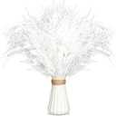 50 Pcs White Christmas Tree Picks and Sprays Xmas Tree Topper Glitter Pine Twigs Faux Glittery Branch Stems for Christmas Vase Wreath Decoration DIY Craft Supplies