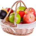 Vintiquewise Natural Wicker Picnic Basket with Handle  Multi-Purpose Willow Basket for Garden and Home Decor  Handcrafted Decorative Wicker Storage Basket for Gifts, Food, or Home Organization (White)