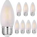 E26 Candelabra Light Bulbs Frosted Chandelier Light Bulbs 25watt Equivalent 2700K Warm White B11 Torpedo Tip Dimmable 2W LED Decorative Candle Light Bulbs (8)