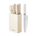 CAROTE 8PCS Kitchen Knife Bock Set, Stainless Steel Razor-Sharp Blade, Essential Knife Set with Block, Dishwasher Safe