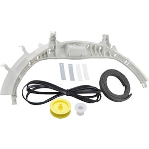 WE49X20697 Dryer Bearing Kit Compatible with GE Contains WE3M26 Top Bearing WE9M30 Drum Felt WE12M29 Belt WE1M1067 Bearing Slides WE1M504 Glide Slides WE12X83 Pulley Idler WE3X75 Drum Support Bearing
