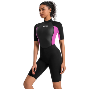 KMT Women Wetsuit, Womens 2mm Shorty Wetsuits Upgrade CR Neoprene Wet Suits Back Zipper 12