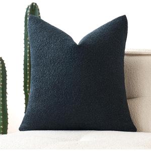 MIULEE Textured Boucle Throw Pillow Cover Navy Blue Accent Solid Eruo Sham Pillow Case Decorative Soft Pack of 1 Couch Cushion Chair Sofa Bedroom Livingroom Home Decor,24x24 Inch