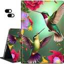 Dikoer Case for Amazon Kindle Fire HD 10 & 10 Plus Tablet (11th/13th Generation, 2021/2023), Slim Adjustable Stand Back Shell Protection Smart Cover for Fire HD 10.1 Inch Tablet, Hummingbird Flower