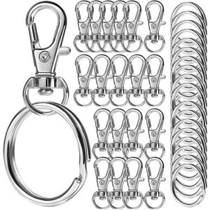 LEOBRO 100PCS Keychain Clip and Key Ring, Lobster Claw Clasps, Keychains, Key Chain Rings and Key Chain Hooks, Metal Keyrings, Keychain Kit for Crafts