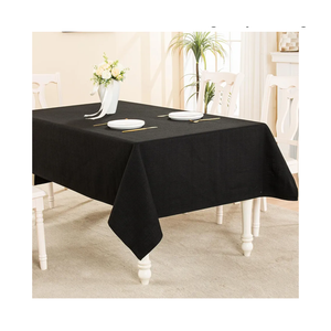 Table Cloth Rectangle Table Cover 71x55 Inches Faux Linen Wrinkle Free and Waterproof Rectangle Black Tablecloth for Kitchen Dining Party Wedding