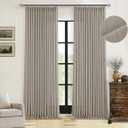 Pinch Pleated Linen Curtains 108 Inches Long for Living Room 2 Panels Set Greyish Beige Flax Double Pleated Drapes Back Tab Farmhouse Ceiling Floor 108 Inch Window Curtains Bedroom Burlywood Birch