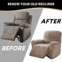 PrinceDeco Recliner Chair Cover Velvet Stretch Recliner Couch Covers 4-Pieces Style Recliner Chair Covers Recliner Cover for Reclining Chair Slipcovers Feature Non Slip Form Fitted Thick Soft,Taupe