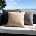 UGASA Outdoor Waterproof Throw Pillow Covers Pack of 2 Patio Water Resistant Pillow Cases Summer Woven Texture Decorative for Outside Garden Porch Yard Bench Tent 20x20 Inch, Black