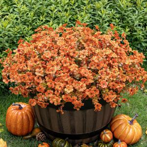 Lnoicy 20 Bundles Artificial Fall Mums,Faux Plants for Decoration,Plastic Flowers for Indoor Garden/Wedding/Farmhouse (Fall Orange)