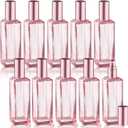 10 Pcs 30ml/1oz Glass Perfume Bottles Square Pink Glass Perfume Jars Empty Travel Size Spray Bottles Refillable Container with Rose Gold Lids for Essential Oil Liquid Cosmetic Cleaning