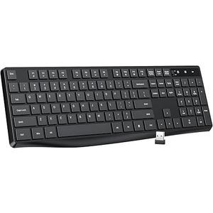 Lovaky Wireless Keyboard MK98, 2.4G USB Computer Cordless Keyboard, Enlarged Indicator Light, Ergonomic Full Size PC Keyboard with Number Pad for Windows, Laptop, Desktop, Chromebook, Notebook, Black