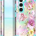 Hocase for Samsung Galaxy S23 Plus Case, Purple/Pink Flowers