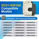 DD31-00016A Dishwasher Drain Pump Replacement for Samsung - Fix Leaking, Draining Issues & Noise, Corrosion-Resistant Brass Motor (Compatible with DW80/DW60, AP5917178/PS606350)