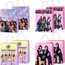 xituodai 16Pcs Birthday Party Decorations Goodie Bags Double Side Fashion Singer Theme Colorful Paper Candy Bags with Handle for Happy Birthday Party Supplies