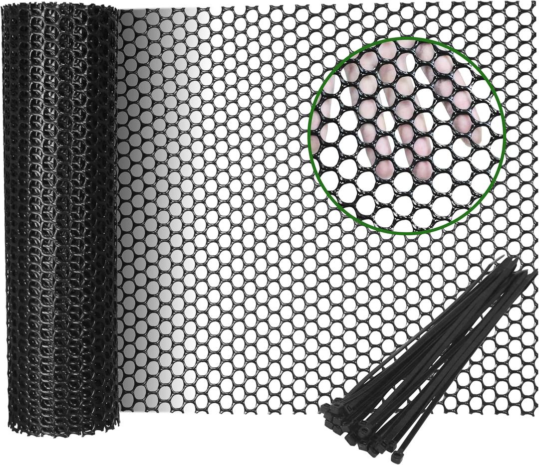Gardzen Plastic Chicken Wire Mesh with 20pcs Ties, 16in x 10ft Durable Chicken Fence for Poultry, Garden Protection & DIY Crafting, Heavy-Duty Mesh Netting for Outdoor & Indoor Use