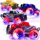 ArtCreativity Light Up Monster Trucks for Boys and Girls, 4-Pack Toy Truck Set, Monster Trucks for Boys 3 4 5 6 7 8 Years Old, Toddler Monster Truck Toys, Light Up Trucks