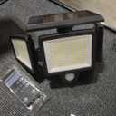 Tuffenough Solar Outdoor Lights 2500LM 210 LED Security Lights with Remote Control,3 Heads Motion Sensor Lights, IP65 Waterproof,270° Wide Angle Flood Wall Lights with 3 Modes(1 Packs)