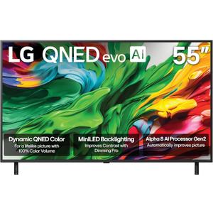 LG 55-Inch Class QNED evo AI QNED85A Series Mini LED 4K Smart TV w/AI Picture, AI Sound, HDR10, AI Super Upscaling 4K, Filmmaker Mode, Wow Orchestra, Alexa Built-in (55QNED85AUA, 2025)