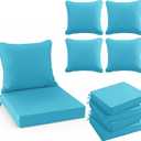 Summsun Outdoor Backrest and Deep Seat Cushion Set, Waterproof Fade Resistant Patio Chair Furniture Cushion with Removable Cover, 22 x 22 Inch, Teal, Set of 4