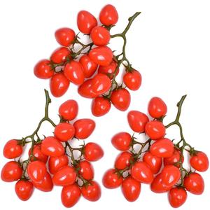 Set of 3 Artificial Cherry Tomatoes Fake Vegetables for Salad Festival Home Kitchen Cabinet Decoration Red
