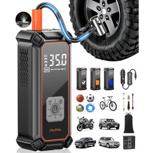 OlarHike Cordless Tire Inflator Portable Air Compressor, 150PSI Dual Power, 5400mAh & 12V DC Auto Air Pump for Car Tires, Motorcycle, Bicycle, Electric Pump with LED Light & Digital Pressure Gauge