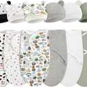 VitalCozy 6 Pack Preemie Swaddle Blanket Wrap Matching with Hat for Baby Boys or Girl Preemie Newborn Clothes Blanket (for 3-7 Lbs,Neutral Series)
