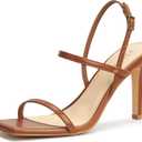 Women's Strappy High Heeled Sandals Open Toe Ankle Strap heels Comfy Weddings Shoes (8, Brown)