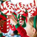 Huwena 6 Pcs 16'' Large Christmas Candy Ornaments Christmas Lollipop Ornament Double Sided Printing Peppermint Xmas Ornament Decorative Hanging Ornament Pendant for Xmas (Red, White,Wood)