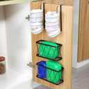 YIGII Adhesive Cabinet Organizer - Wall Mounted Pantry Door Organizer Bin Holder for Tupperware Lid Kitchen Wall Under Sink Basket Slim Space Black Stainless Steel