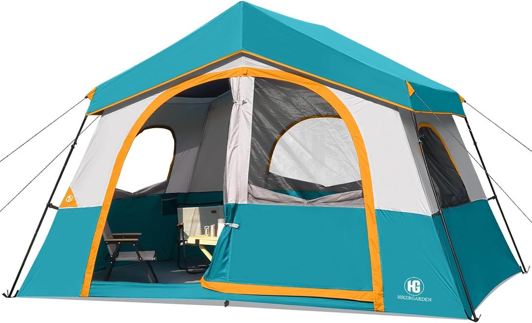 HG 8 Person Camping Tent, Portable Cabin Tent for Camp, Windproof Fabric Easy Set Up Family Tent Outdoor for Hiking, Backpacking, Traveling