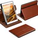 DTTO for iPad 9th / 8th / 7th Generation Case 10.2 Inch (2021/2020/2019), 360 Degree Rotating Premium Leather Folio Stand Cover with Pencil Holder, Brown