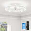 VOLISUN Low Profile Ceiling Fans with Light and Remote, 23.6in Fandelier Ceiling Fan with Light, 3000K-6500K Dimmable Flush Mount LED Ceiling Fan Lights, White Modern Ceilings Fan Lights for Bedroom