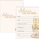 Bridal Shower Games, Bow Champagne Wedding Shower Games for Bride to Be Groom Newlyweds, Bachelorette Engagement Party Ideas Decorations, Advice for The Bride Cards for 25 Guest, A17