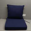 Outdoor Chair Cushions 24x24, Patio Furniture Cushions with Removable Cover, Outdoor Deep Seat Cushion Set with Ties and Handle, Waterproof Outdoor Cushions for Chair Sofa Couch, Navy