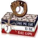 Briwooody 5 Pcs Baseball Decorations Baseball Tiered Tray Decor Farmhouse Ball Centerpieces for Tables Mini Wooden Book Stack Sport Party Favor Senior Night Decorations 2026 for Home Locker Room Shelf