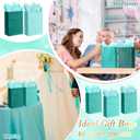 Kolldenn 50 Set Teal Blue Gift Bags with Tissue Paper 8.27 x 5.91 x 3.15 Inch Small Paper Bags with Handles Thank You Gift for Baby Shower Bridal Shower Wedding Party Favors Goodies