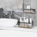 DEAYOU 2 Pack Small Metal Wire Basket, Wall Mounted Hanging Storage Bin with Wooden Base, Nesting Bathroom Organizer Tray for Toilet Paper, Napkin, Guest Towel, Kitchen, Pantry, 2 Size, 11" and 10"