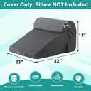 Bedluxe Wedge Pillow Set Cover for 3PCS, Adjustable Bed Wedge Pillow Case with Side Pocket, Removable&Machine Washable Wedge Pillowcase with Zipper, 22"x22"x12", Dark Grey(Pillow NOT Include)
