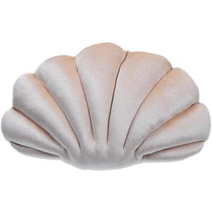 Shell-Decorated Pillows, Soft Velvet Pillows, Sofa Cushions (34*25cm, Khaki)