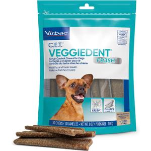 Virbac C.E.T. VEGGIEDENT FR3SH Tartar Control Chews for Dogs, Extra Small, 8 oz (Pack of 1), Expiration Date September 2025