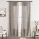 Dark Apricot Pinch Pleat Linen Curtains 90 Inch Length 2 Panels Set for Bedroom Dinging Room Semi Sheer Boho Farmhouse Neutral Window Curtains 90 Inches Long for Living Room Nursery 40x90