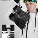 Ski Gloves for Men Women - Winter Snow Windproof Waterproof Skiing Snowboarding for Cold Weather Warm (Large, Black)