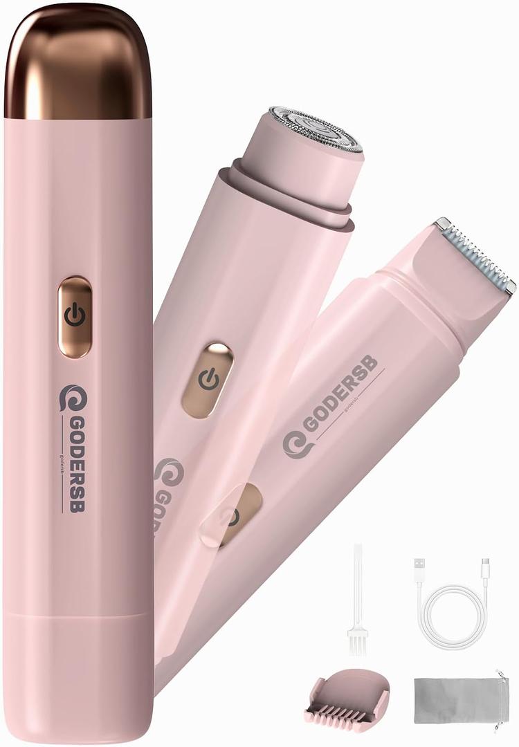 Bikini Trimmer for Women, Waterproof Electric Bikini Shaver Cordless Recharge Razors for Women for Leg Bikini Area Face Armpit & Body Trimming, Ideal Gifts for Ladies - Pink