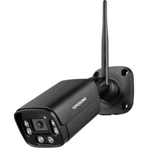 ONVIF WiFi Bullet Camera Outdoor for Home Security, 1080P IP Surveillance House Cameras, 65ft Night Vision, Humanoid Detection, 2- Way Audio SD Card Network Port Waterproof Metal (Black)