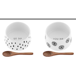 Karma Milo Dip Bowl, Set of 2, White/Black