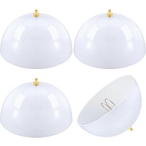 Marsui 6 Pcs Clip-on Dome Shade for A-type Bulb Round Light Cover 7 5/8" Diameter x 4 1/10" Height Lamp Shades Location Fixtures for Home Indoor White Finish (Classic,Gold Clip)