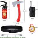 Kid's Fireman Firefighter Costume Toys with Complete Accessories for Boys and Girls Birthday Halloween Party Dress Up Red 8-9 Years