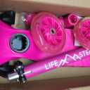 Lifemaster Mini 3-Wheel Kids Scooter with Multi-Color Wheel Lights 4-Height Adjustable Handlebar, Wide Anti-Slip Deck, Child Safety Certified, Boys & Girls Ages 2+ Supports Up to 110 lbs